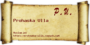 Prohaska Ulla névjegykártya
